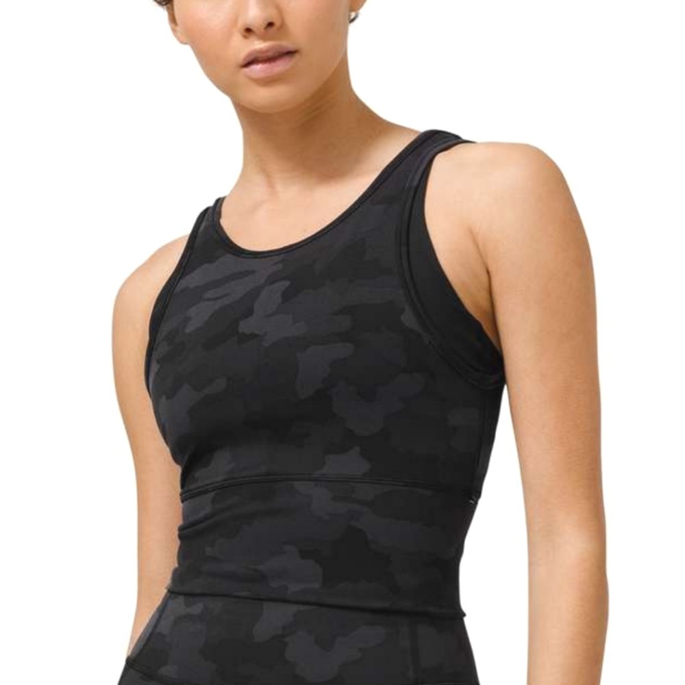 Lululemon Power Pivot Tank in Heritage 365 Camo Deep Coal Multi